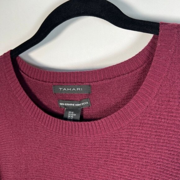 NWT TAHARI 100% EXTRA FINE MERINO WOOL Ribbed Knit Crew Neck Pullover Sweater XS - Picture 8 of 11